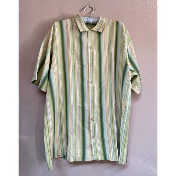 Tommy Bahama Men's Button Up Short Sleeve Camp Shirt Large Silk Tencel Blend
